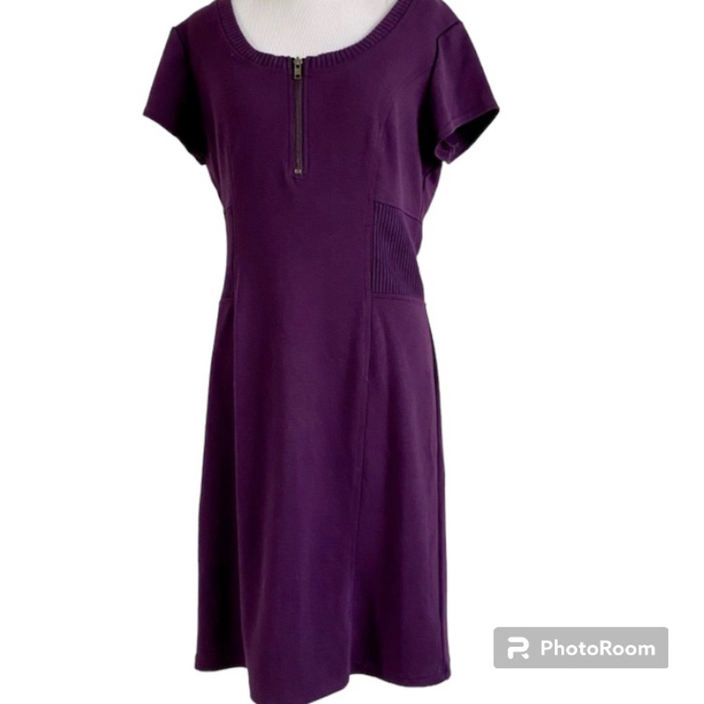 VINTAGE KNIT SWEATER DRESS 8 SPENSE PURPLE Y2k 1/4 ZIP Cyber Minimalist Normcore